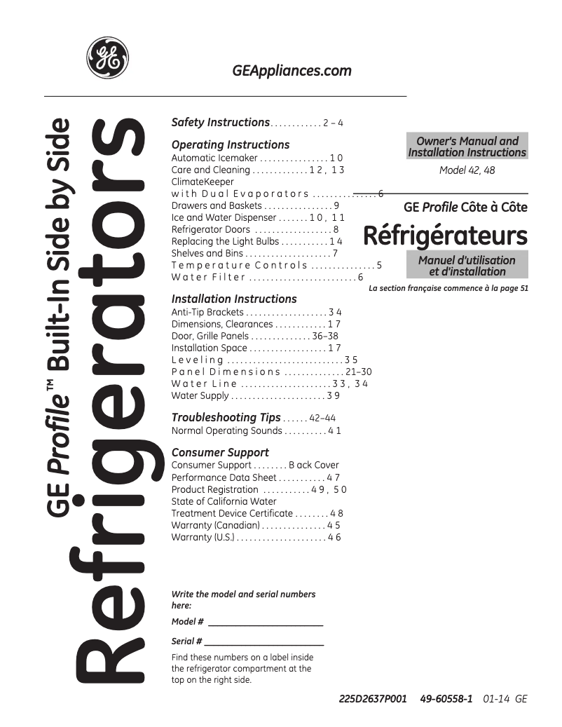 Page n°1 - Mode d'emploi GE Profile PSB48YPHSV