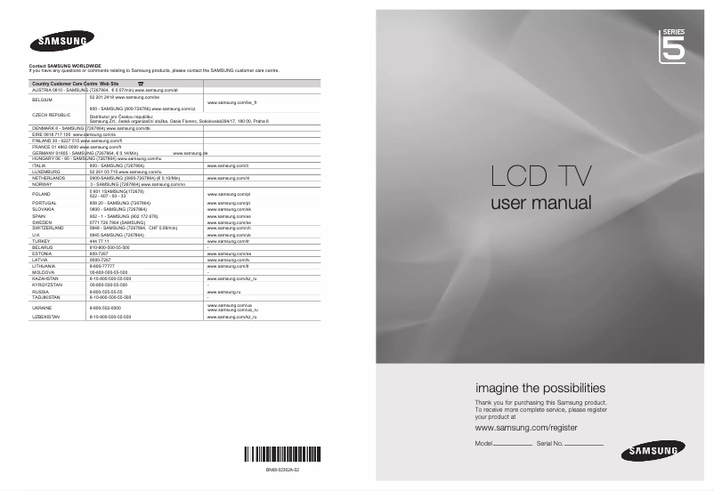 Page n°1 - Manuel utilisateur Samsung LE32B541P7W