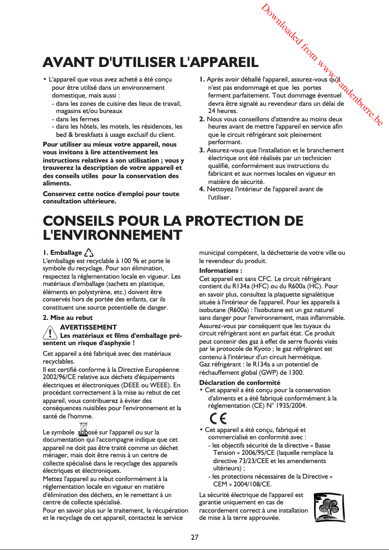 Image de la première page du manuel de l'appareil WVA 35642 NF W