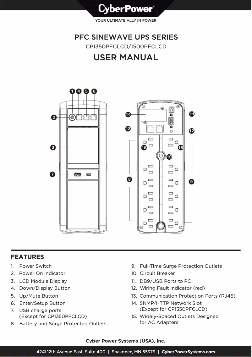 Page n°1 - Manuel utilisateur CyberPower CP1500PFCLCD
