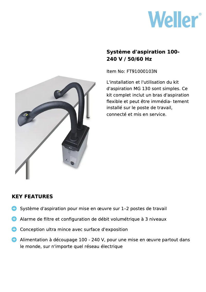 Page n°1 - Fiche technique Weller MG130