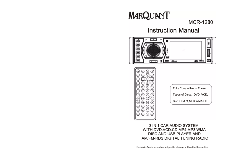 Page n°1 - Manuel utilisateur Marquant MCR-1280