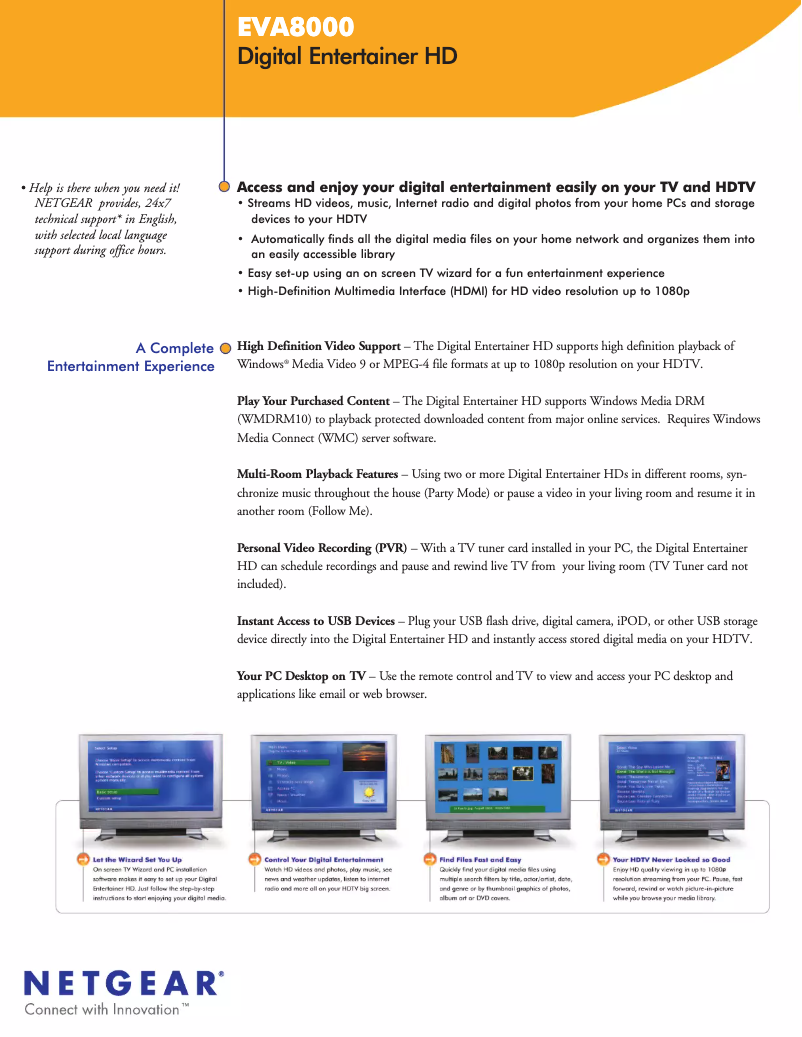 Page 1 of the manual Technical Sheet Netgear EVA8000