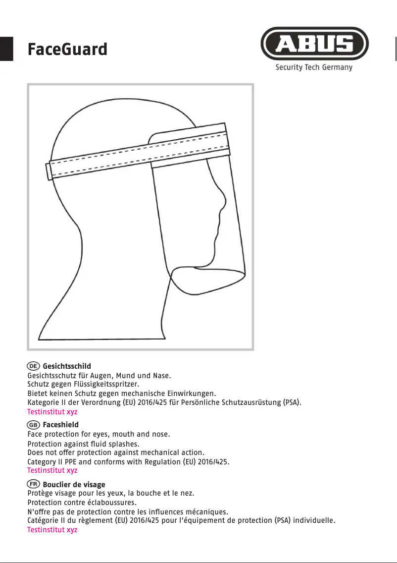 Image de la première page du manuel de l'appareil FaceGuard