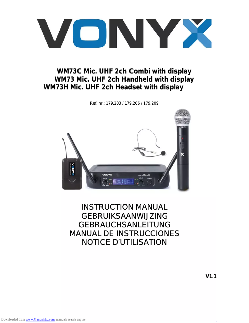 Page n°1 - Manuel utilisateur Vonyx WM73H