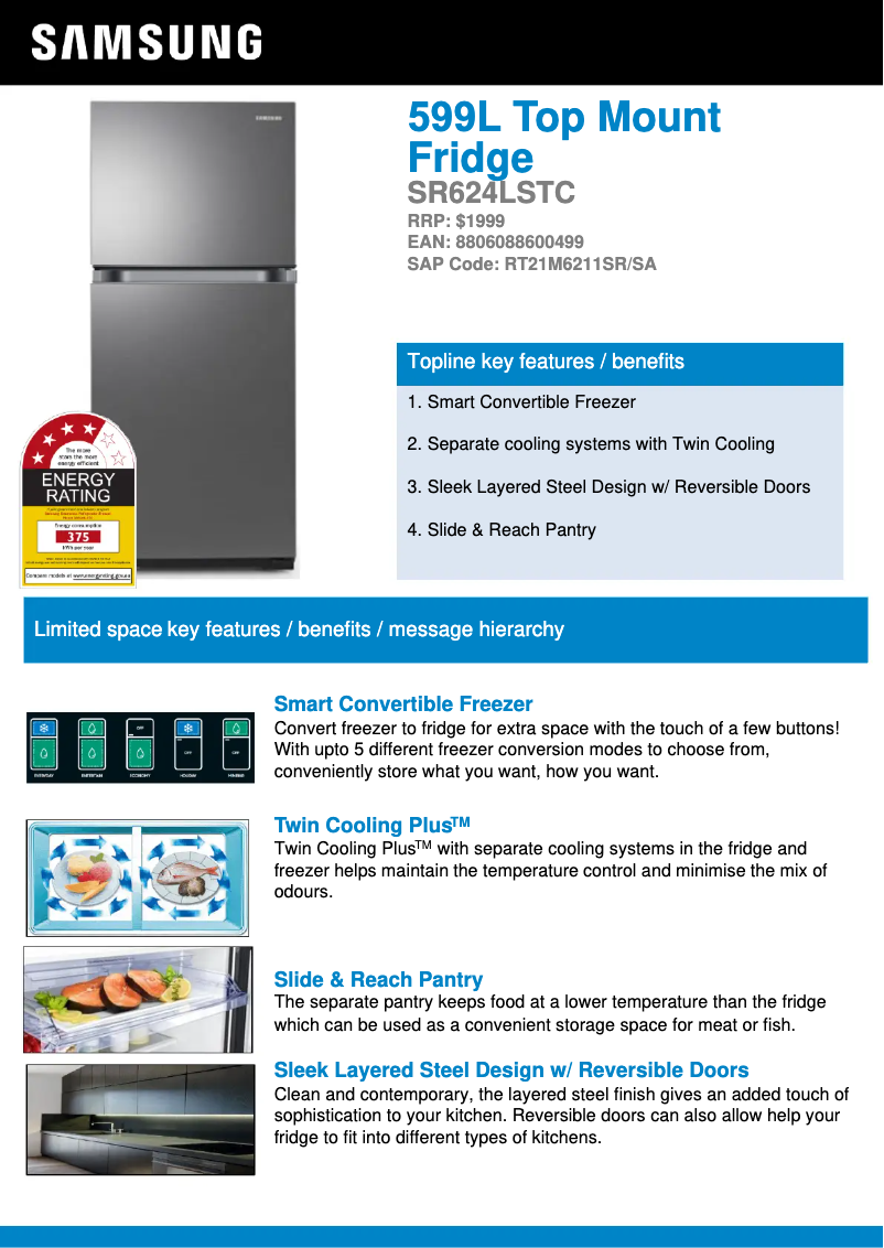 Page n°1 - Fiche technique Samsung SR624LSTC