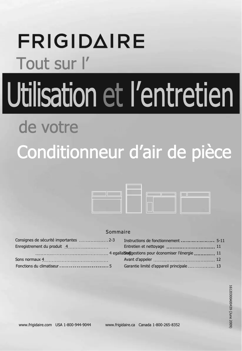 Page 1 de la notice Manuel utilisateur Frigidaire FFRA2822R2E