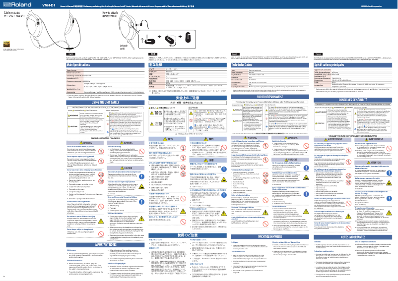 Page n°1 - Manuel utilisateur Roland VMH-D1