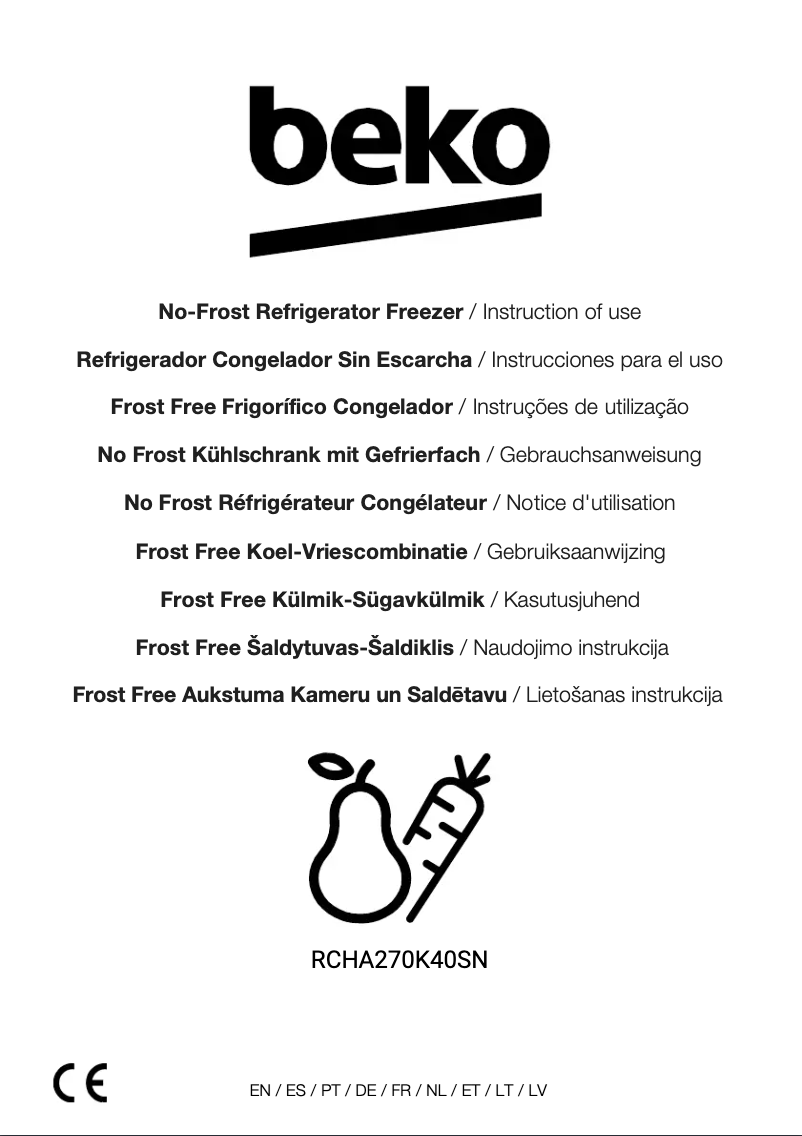 Page n°1 - Manuel utilisateur Beko RCHA270K40SN