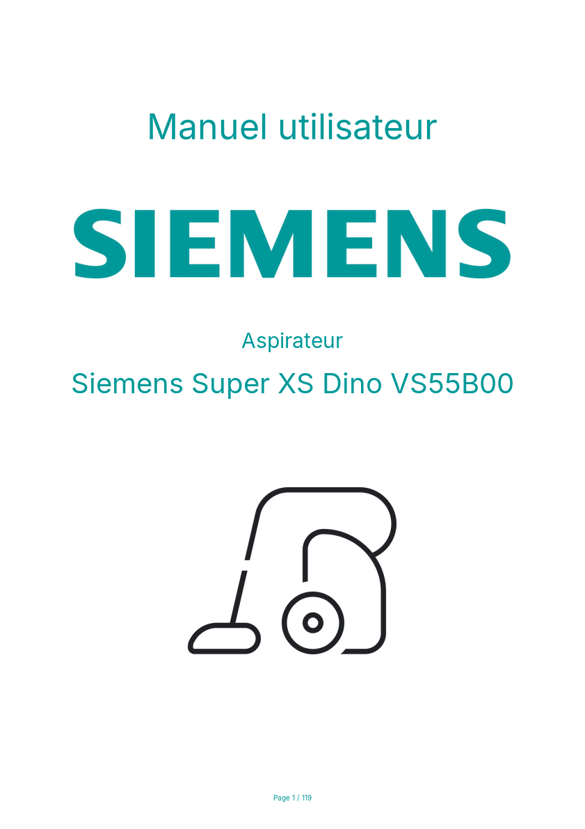 Page n°1 - Manuel utilisateur Siemens Super XS Dino VS55B00