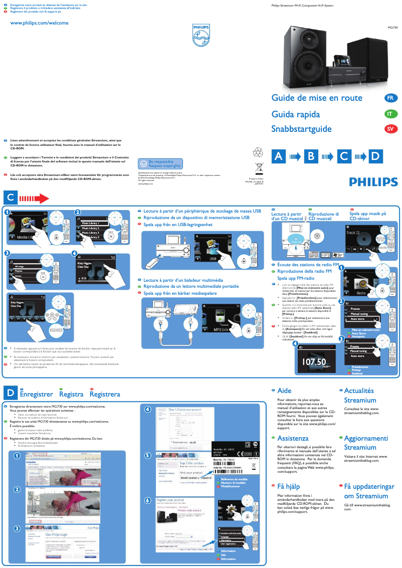 Page 1 de la notice Guide de démarrage rapide Philips Streamium MCI730