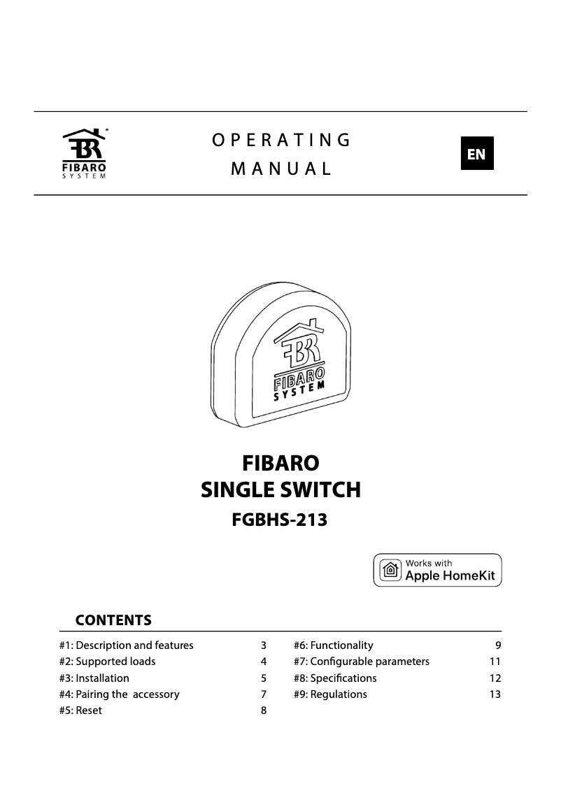 Page 1 de la notice Manuel utilisateur Fibaro FGBHS-213
