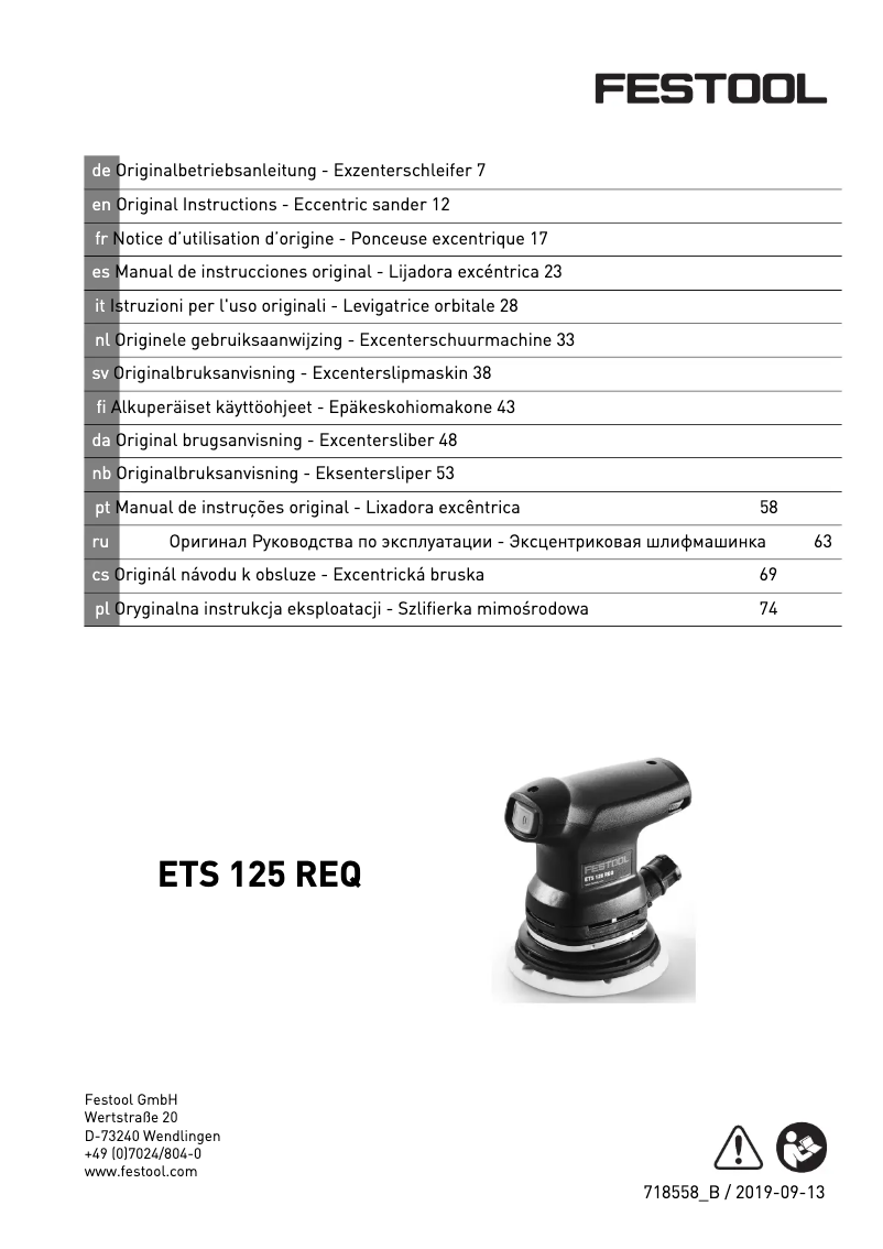 Imagen de la primera página del manual del dispositivo ES-ETS 125 REQ-Plus
