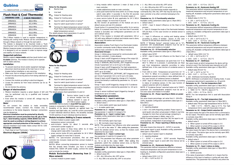 Page n°1 - Manuel utilisateur Qubino Flush Heat & Cool