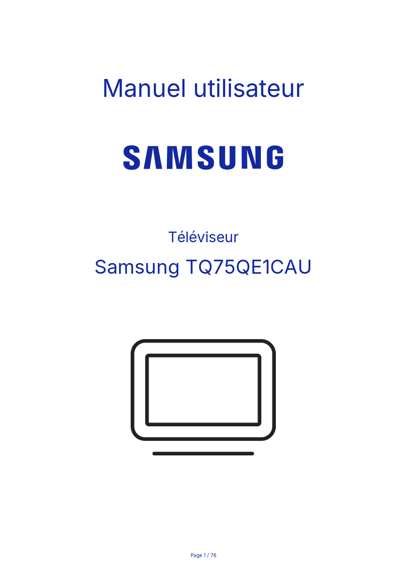 Page n°1 - Manuel utilisateur Samsung TQ75QE1CAU