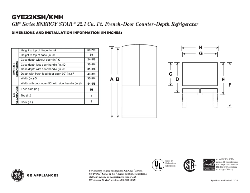 Image de la première page du manuel de l'appareil GYE22KMHES