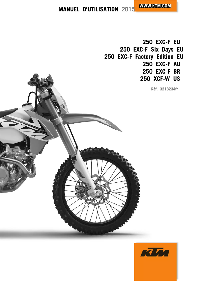 Image de la première page du manuel de l'appareil 250 EXC-F Six Days (2015)