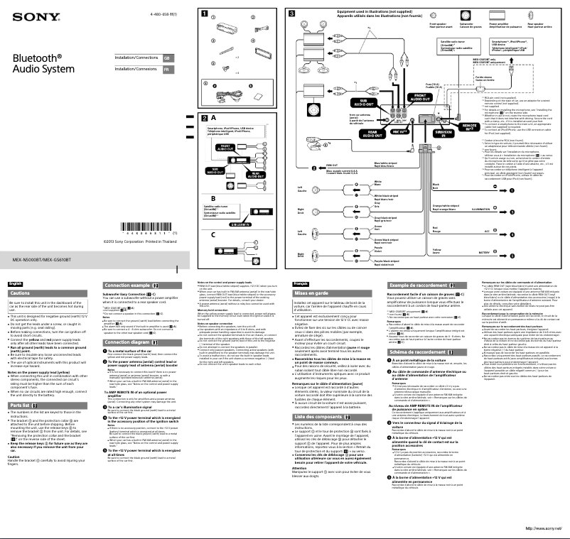 Page n°1 - Guide d'installation Sony MEX-GS610BT