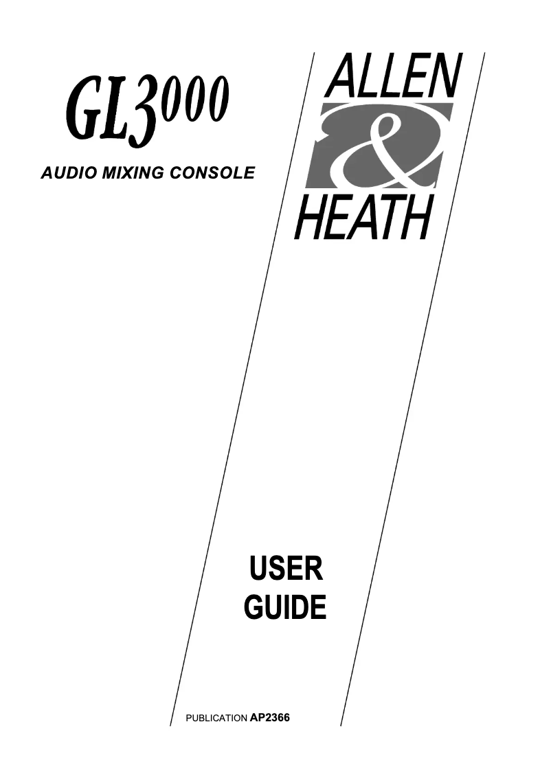 Page 1 de la notice Manuel utilisateur Allen & Heath GL3000