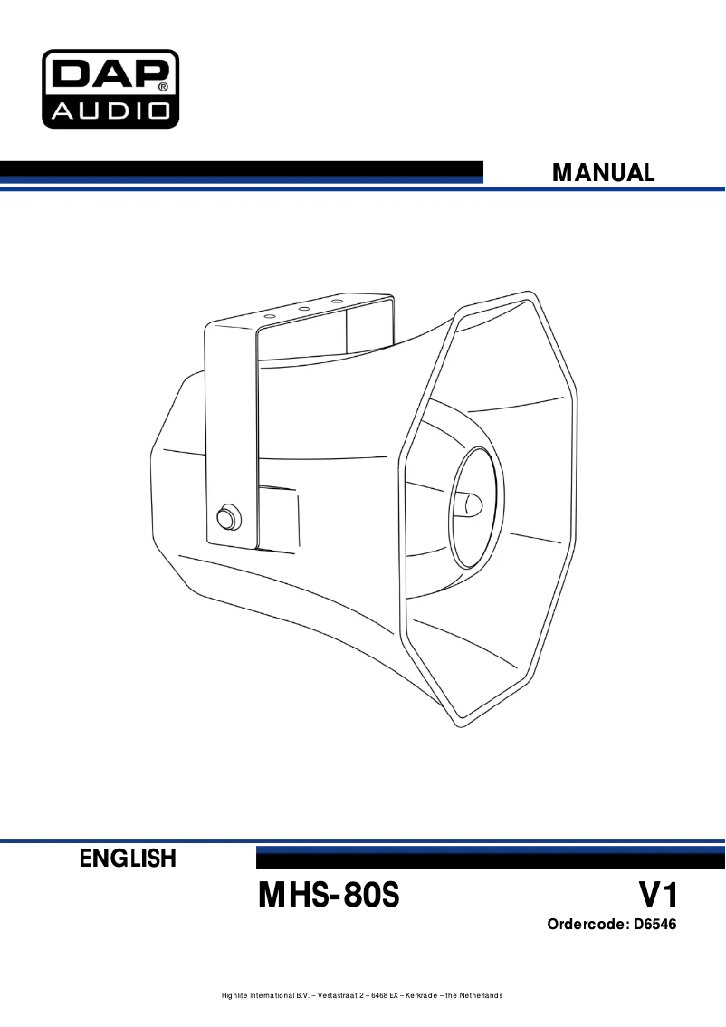 Page 1 de la notice Manuel utilisateur DAP-Audio MHS-80S