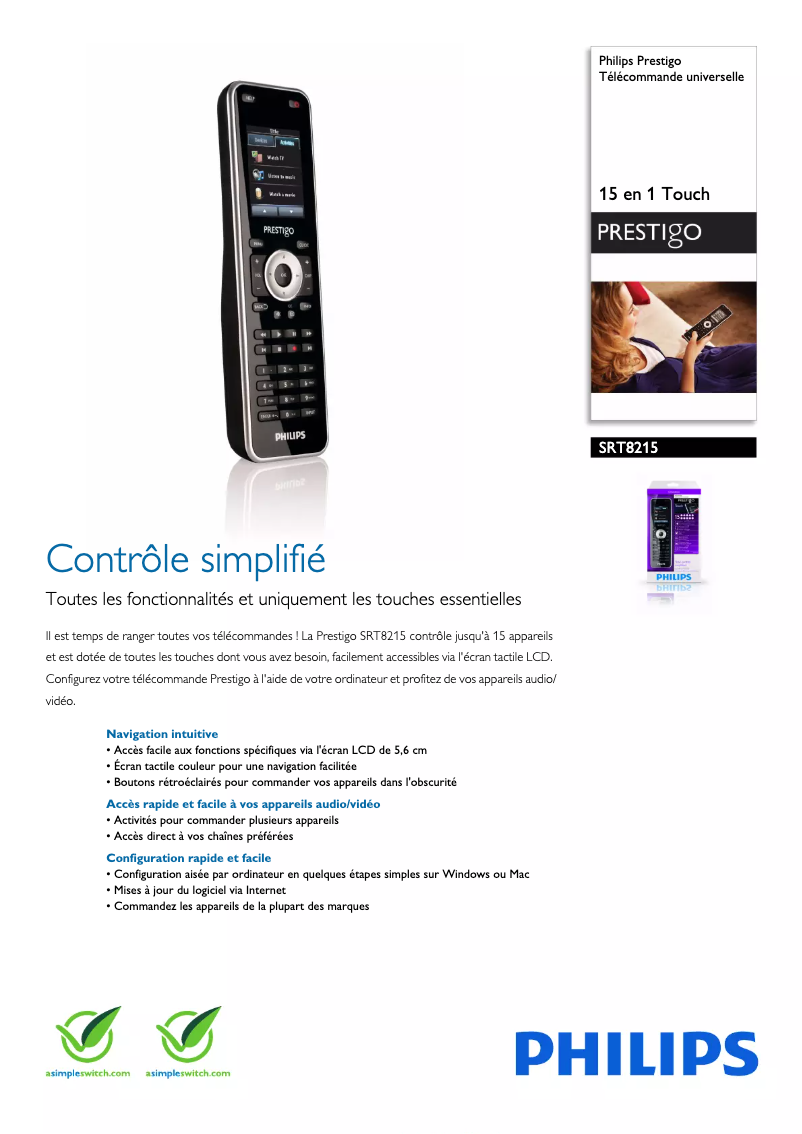 Imagen de la primera página del manual del dispositivo Prestigo SRT8215