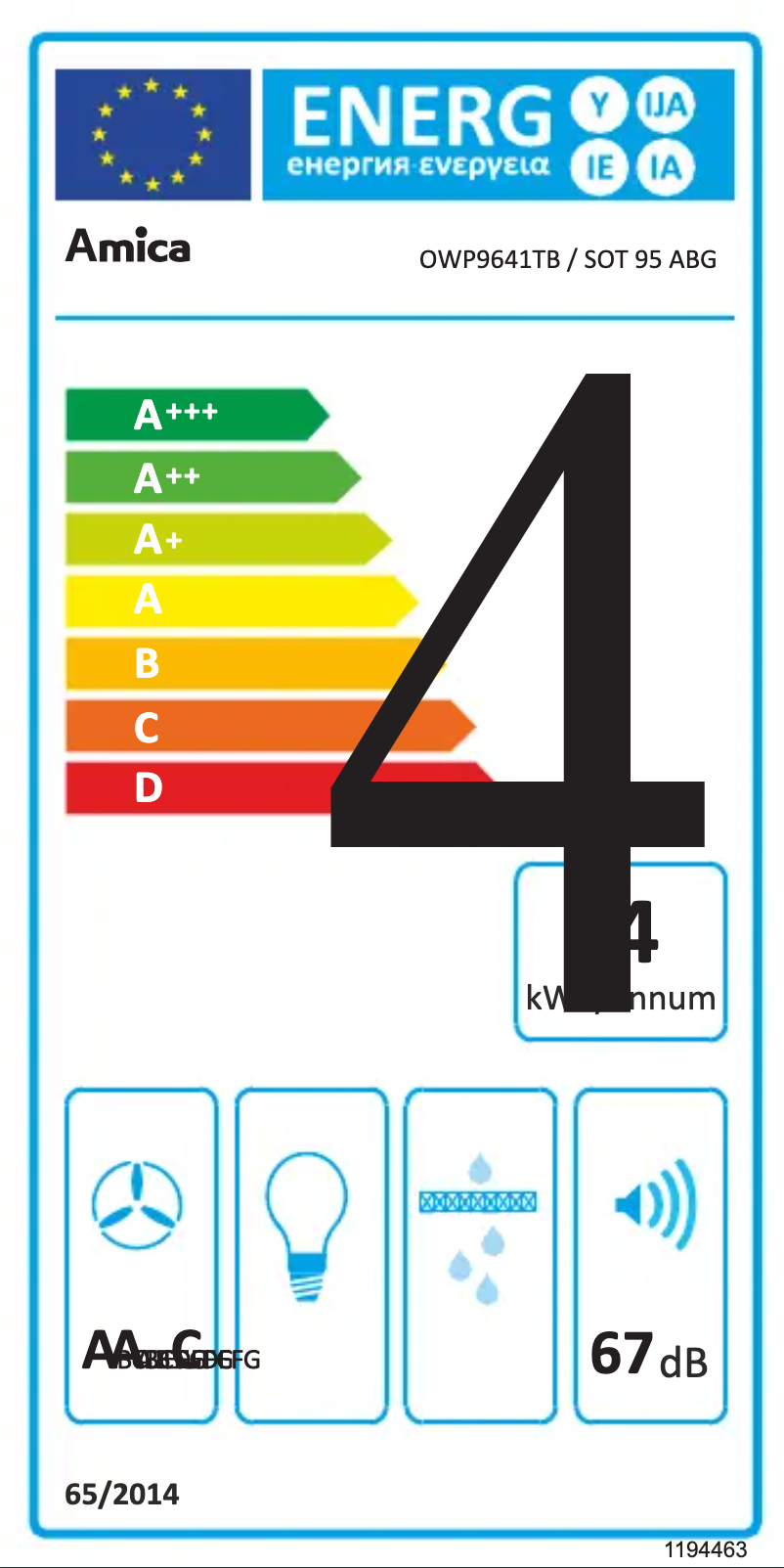 Page n°1 - Label énergétique Amica OWP9641TB