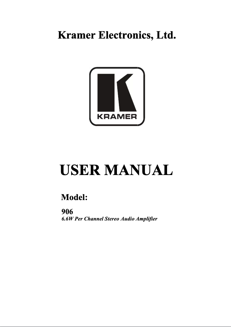 Page 1 de la notice Manuel utilisateur Kramer 906