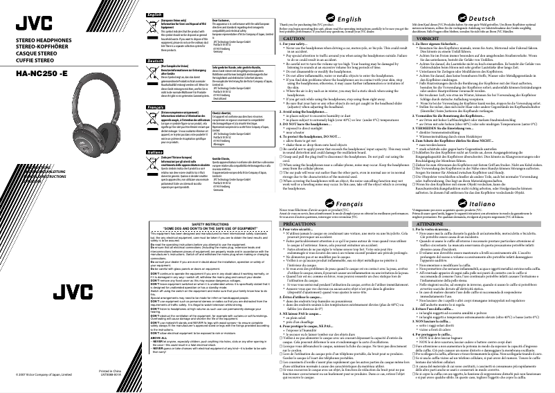 Page 1 de la notice Manuel utilisateur JVC HA-NC250-E