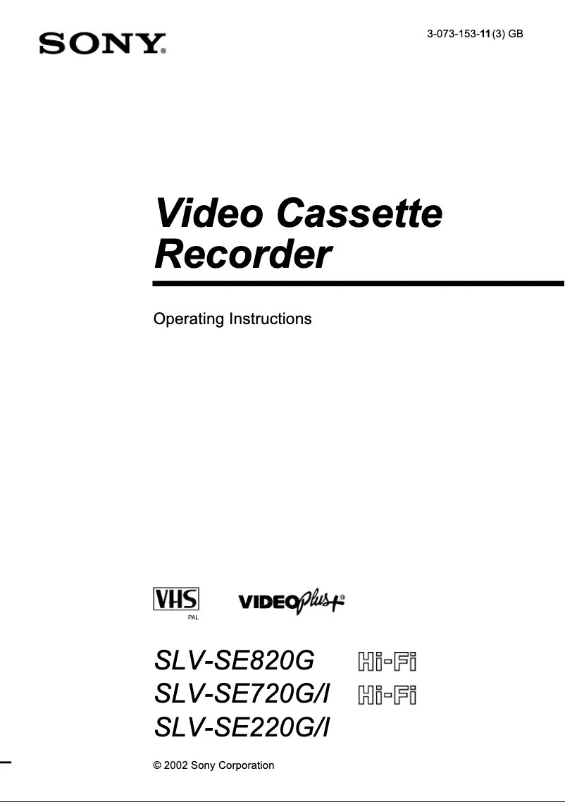 Image de la première page du manuel de l'appareil SLV-SE220G