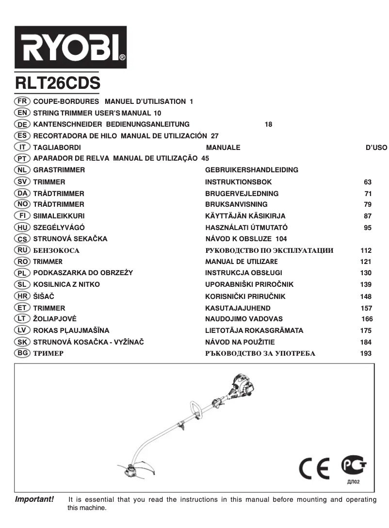 Image de la première page du manuel de l'appareil RLT26CDS