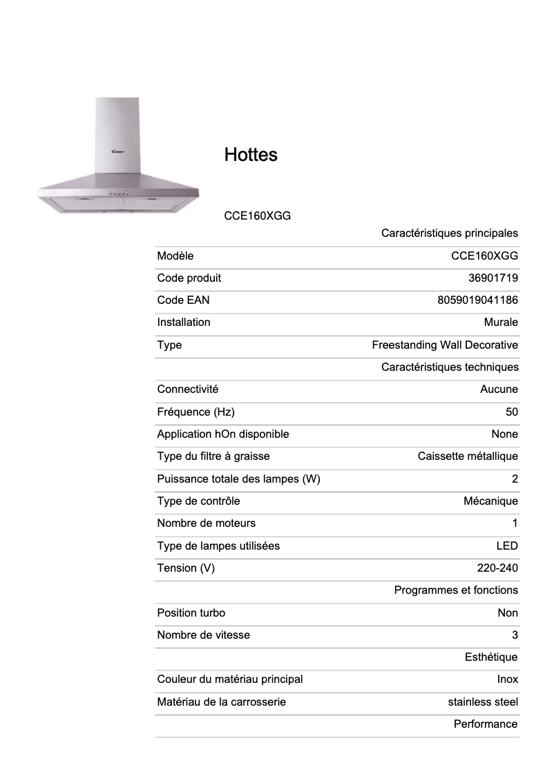 Image de la première page du manuel de l'appareil CCE160XGG