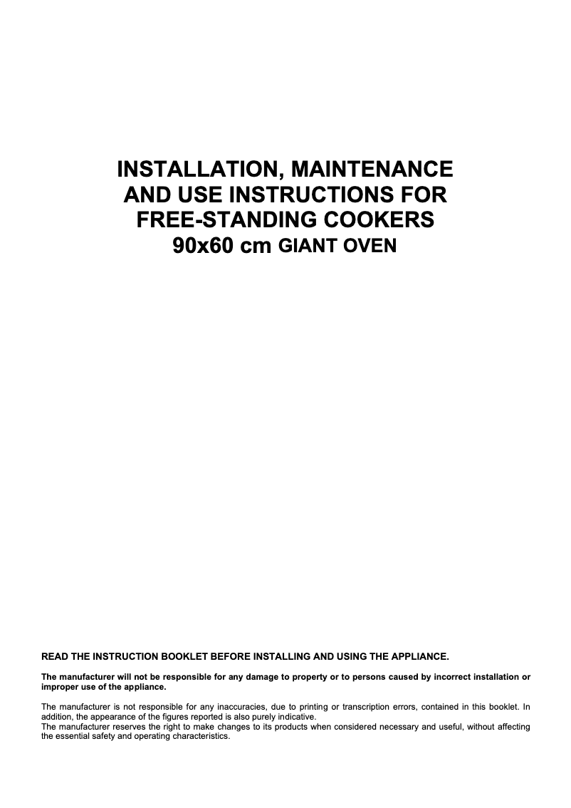 Page 1 de la notice Manuel utilisateur La Germania TUS90IND60LAX