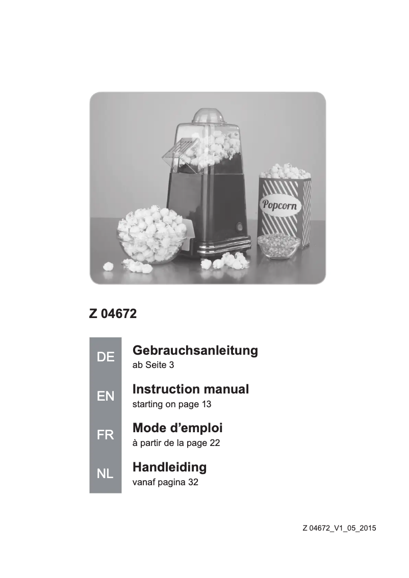 Page 1 de la notice Manuel utilisateur Gourmetmaxx 04672