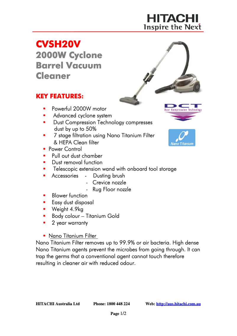 Page n°1 - Manuel utilisateur Hitachi CV-SH20V