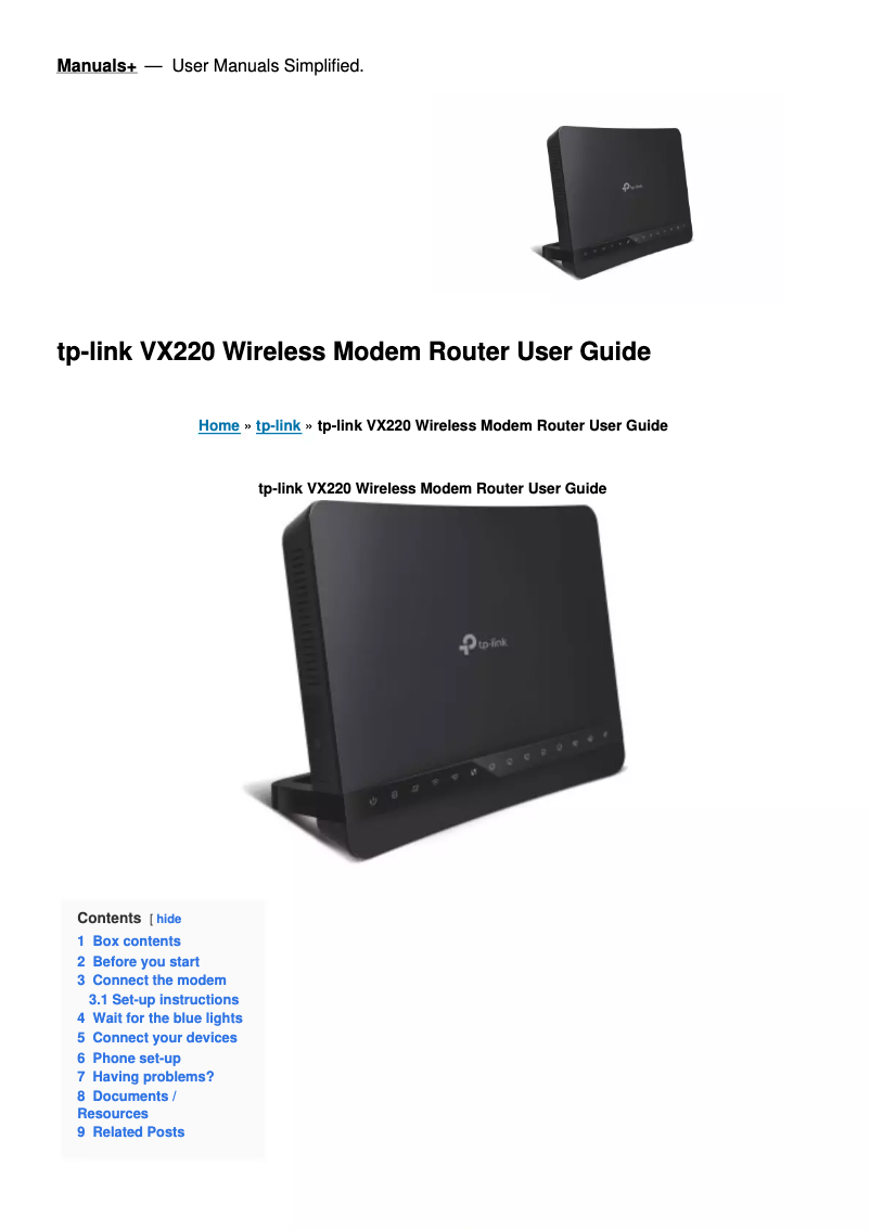 Page n°1 - Manuel utilisateur TP-Link VX220-G2v
