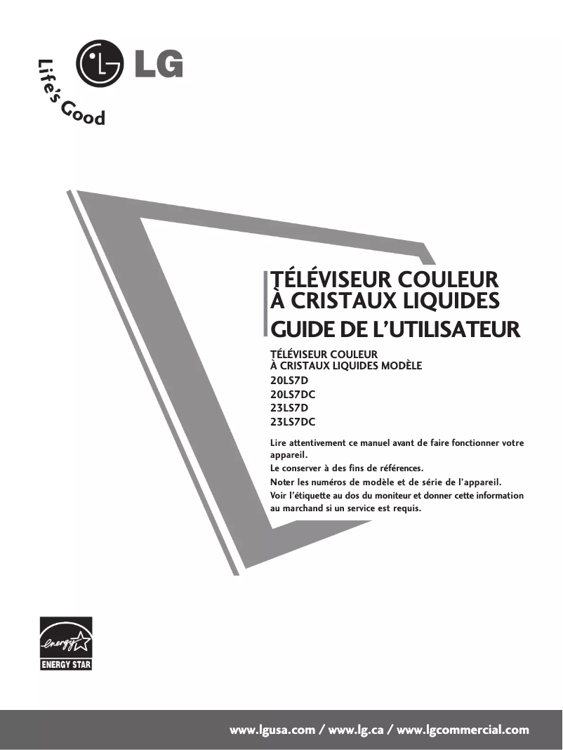 Image de la première page du manuel de l'appareil 20LS7D