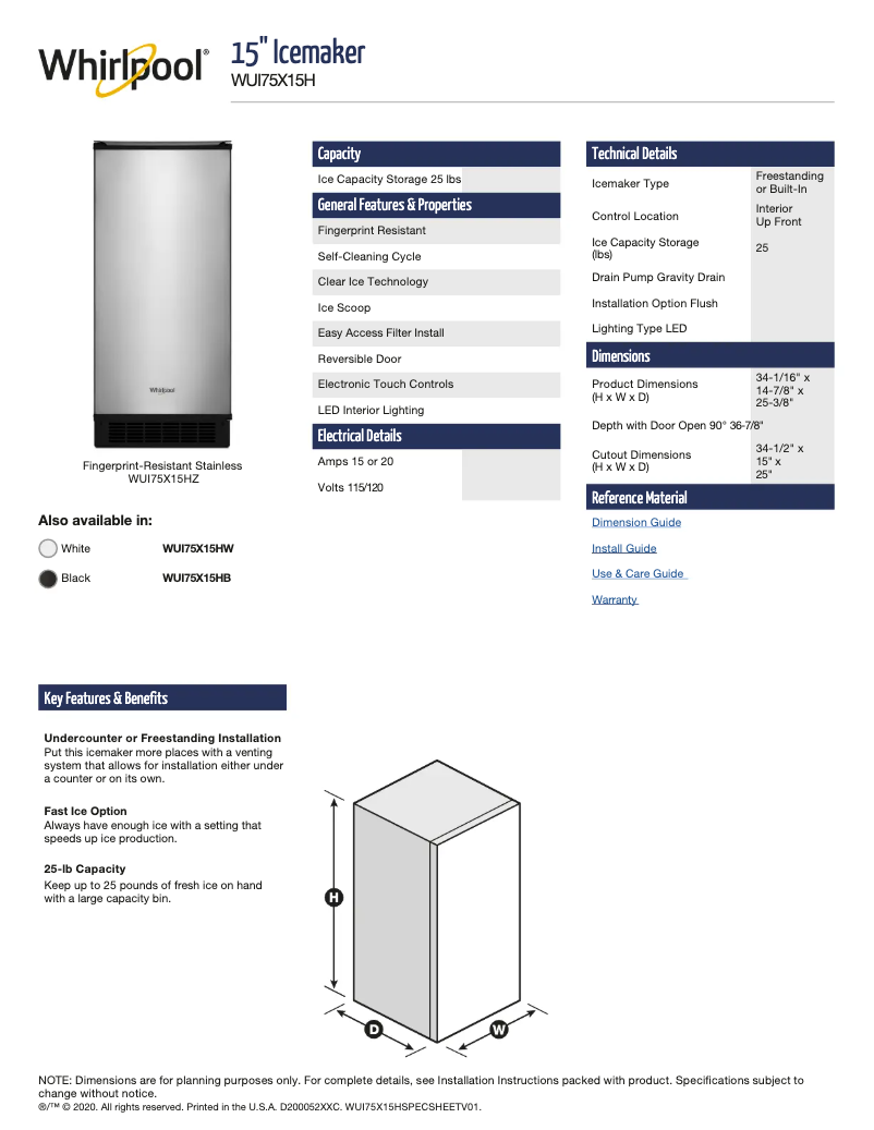 Image de la première page du manuel de l'appareil WUI75X15HB