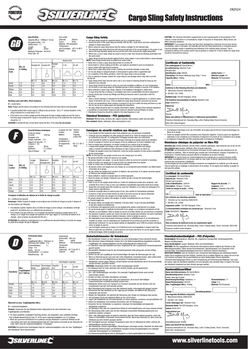 Page n°1 - Manuel utilisateur Silverline 282524