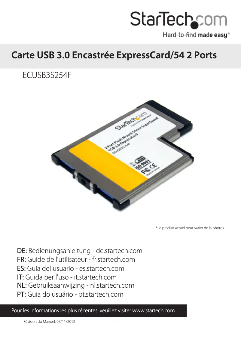 Page n°1 - Manuel utilisateur StarTech.com ECUSB3S254F