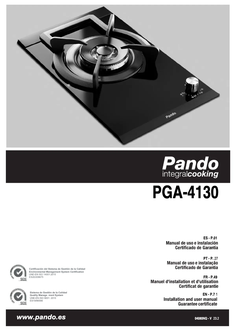 Image de la première page du manuel de l'appareil PGA-4130