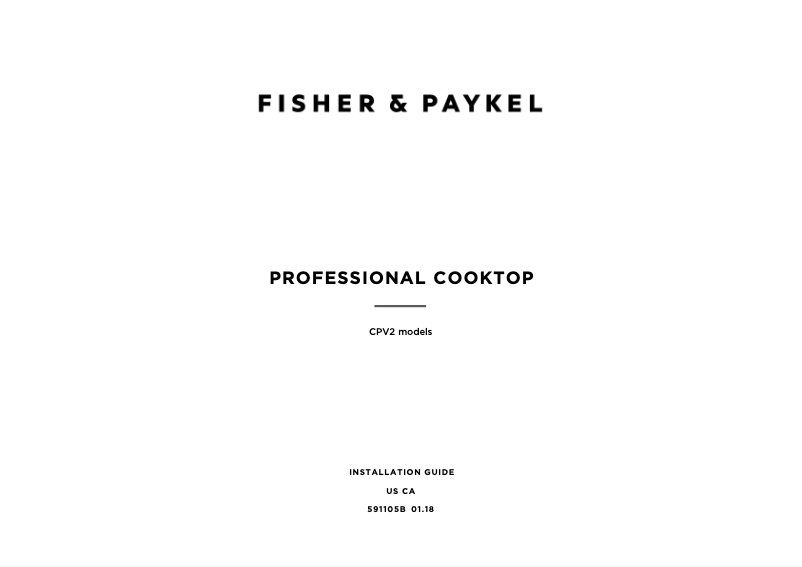 Page 1 de la notice Guide d'installation Fisher & Paykel CPV2-304-L_N