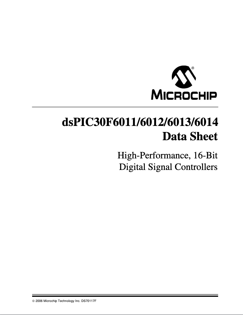 Page 1 de la notice Fiche technique Microchip dsPIC30F6014