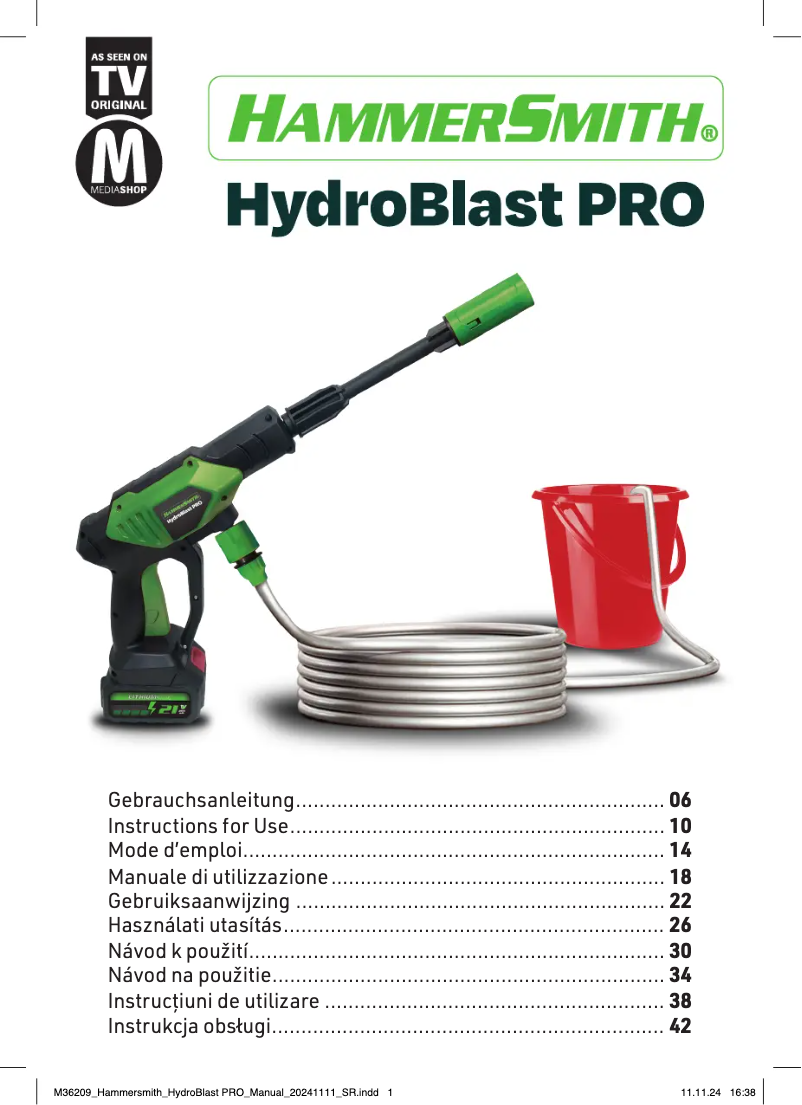 Page 1 de la notice Manuel utilisateur Hammersmith HydroBlast Pro