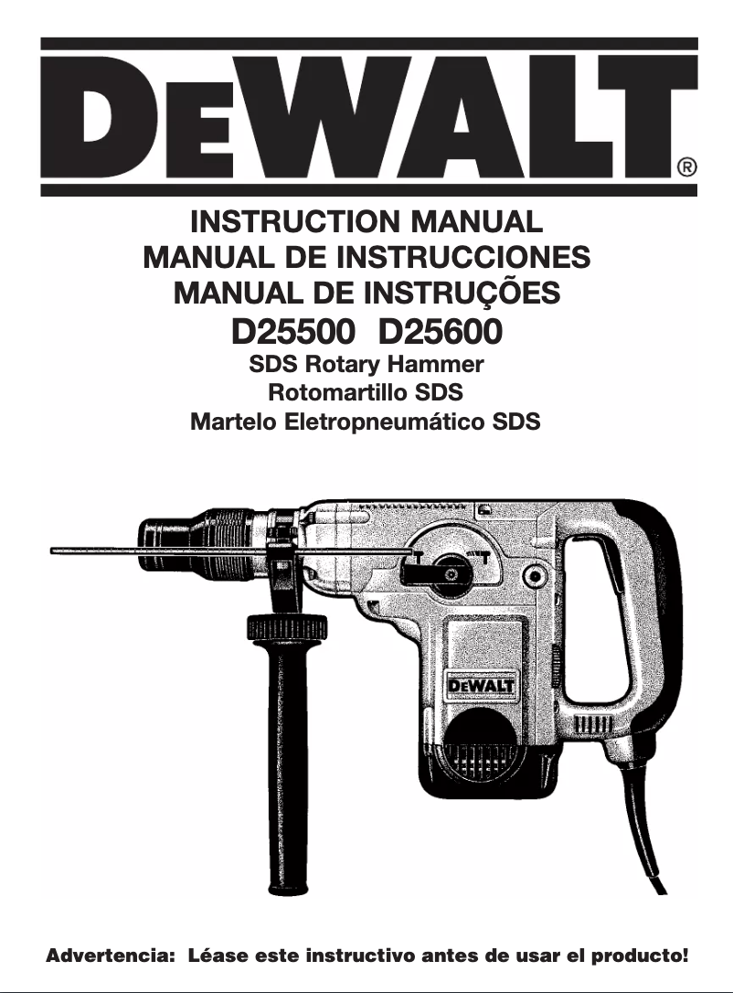 Page 1 de la notice Manuel utilisateur DeWalt D25600