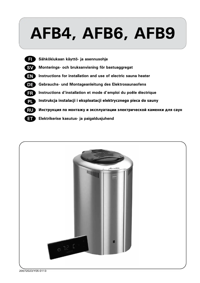 Page n°1 - Guide d'installation Harvia Forte AFB6