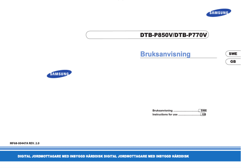 Image de la première page du manuel de l'appareil DTB-P770V