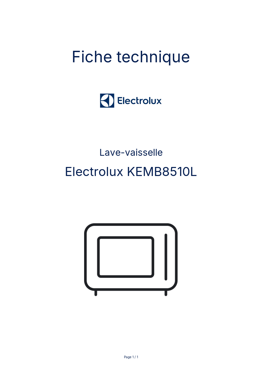 Page n°1 - Fiche technique Electrolux KEMB8510L