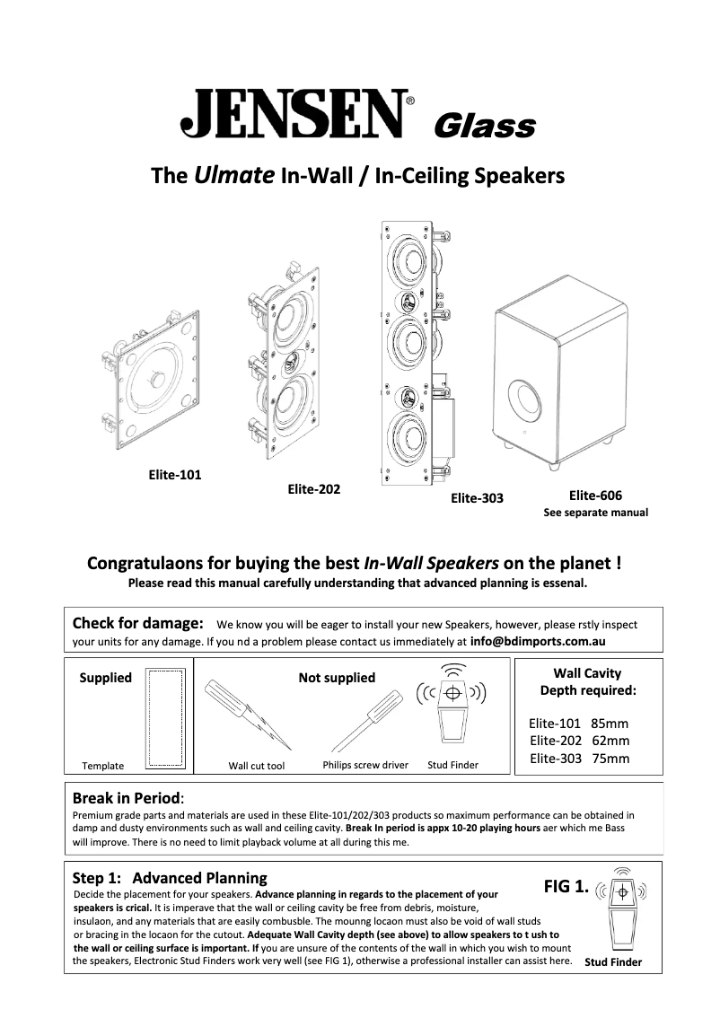 Page 1 de la notice Manuel utilisateur Jensen Elite-202