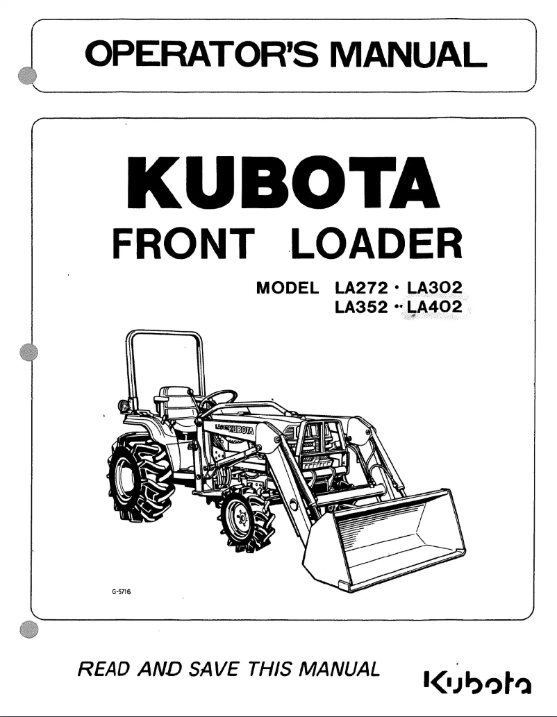 Page n°1 - Manuel utilisateur Kubota LA352