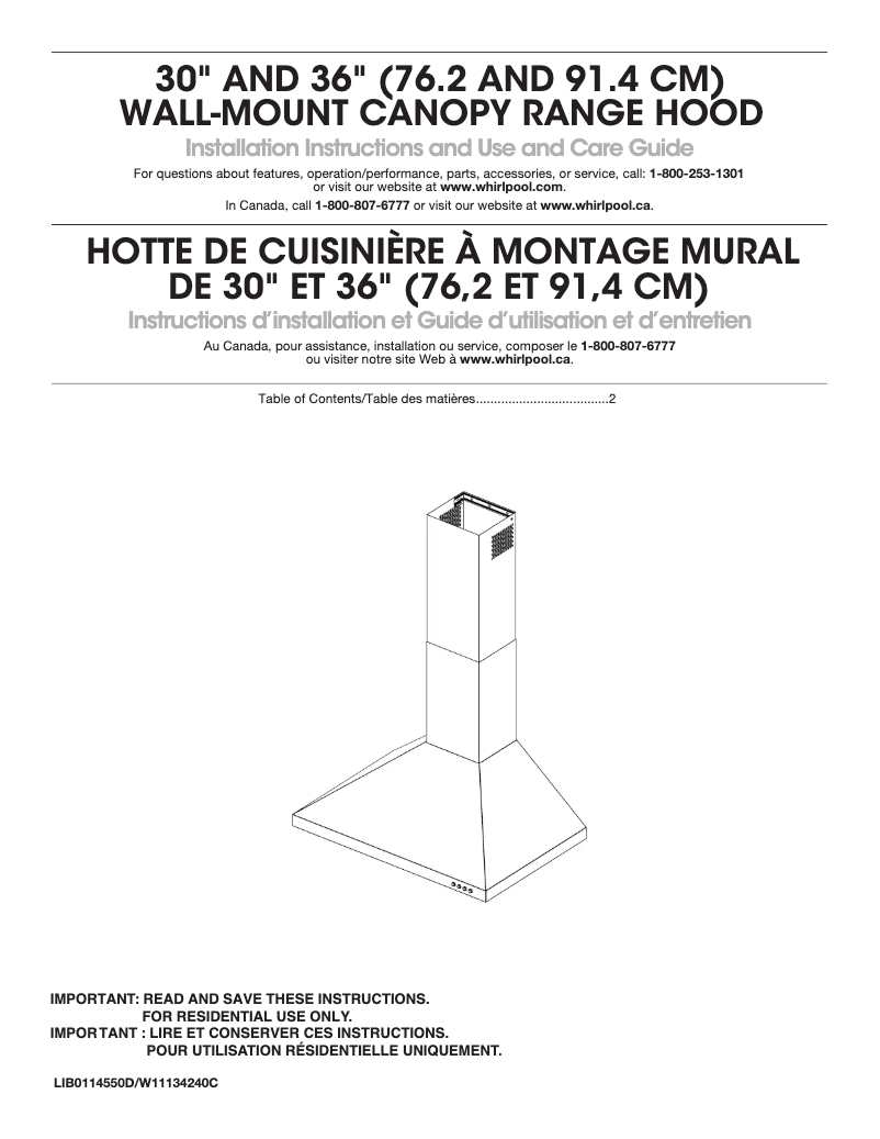 Page n°1 - Guide d'installation Amana WVW53UC0HV